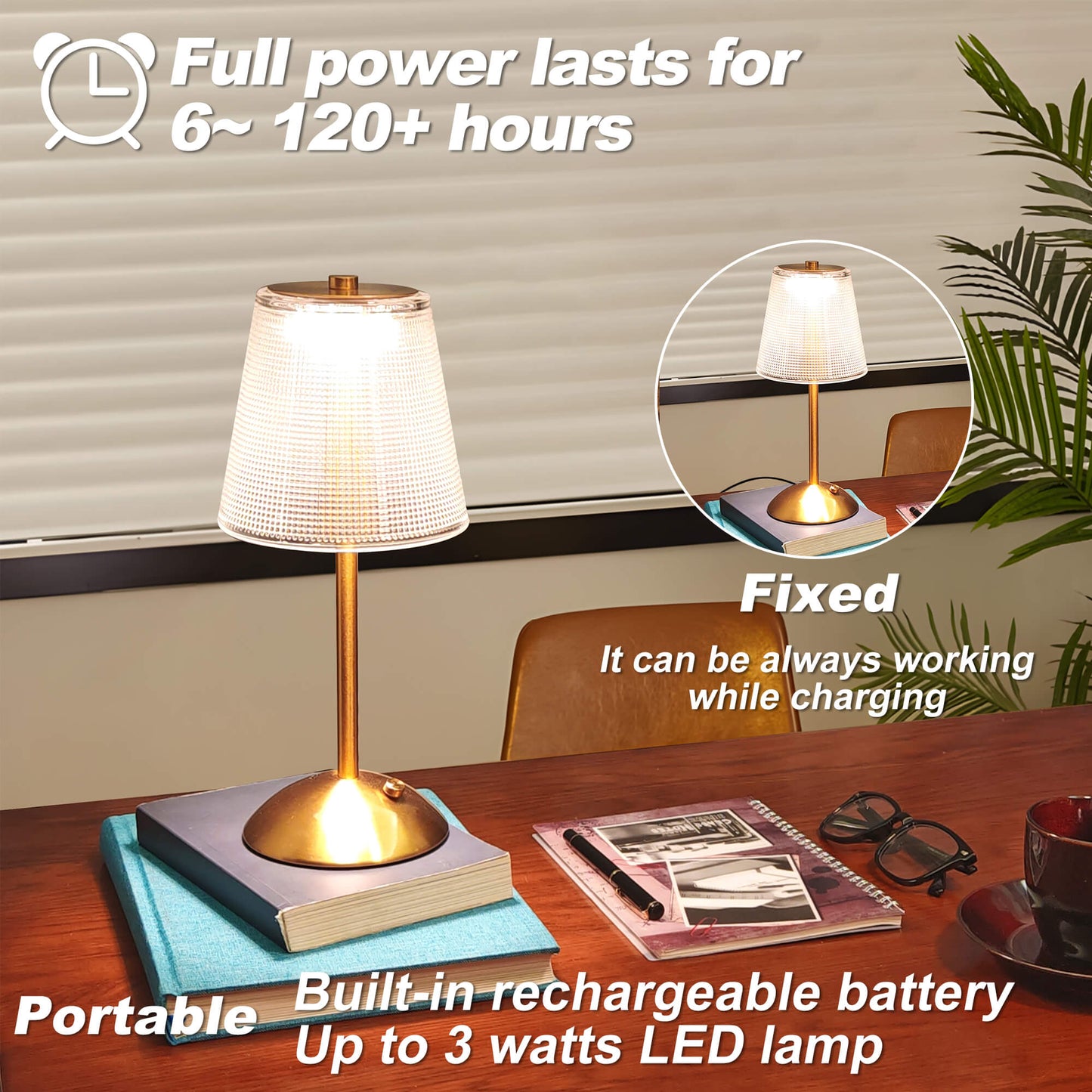 Cordless Rechargeable Lamp, Cube-Gold-Amingulry, Gorgeous design for different scenes such as indoor, outdoor, cafe and party..