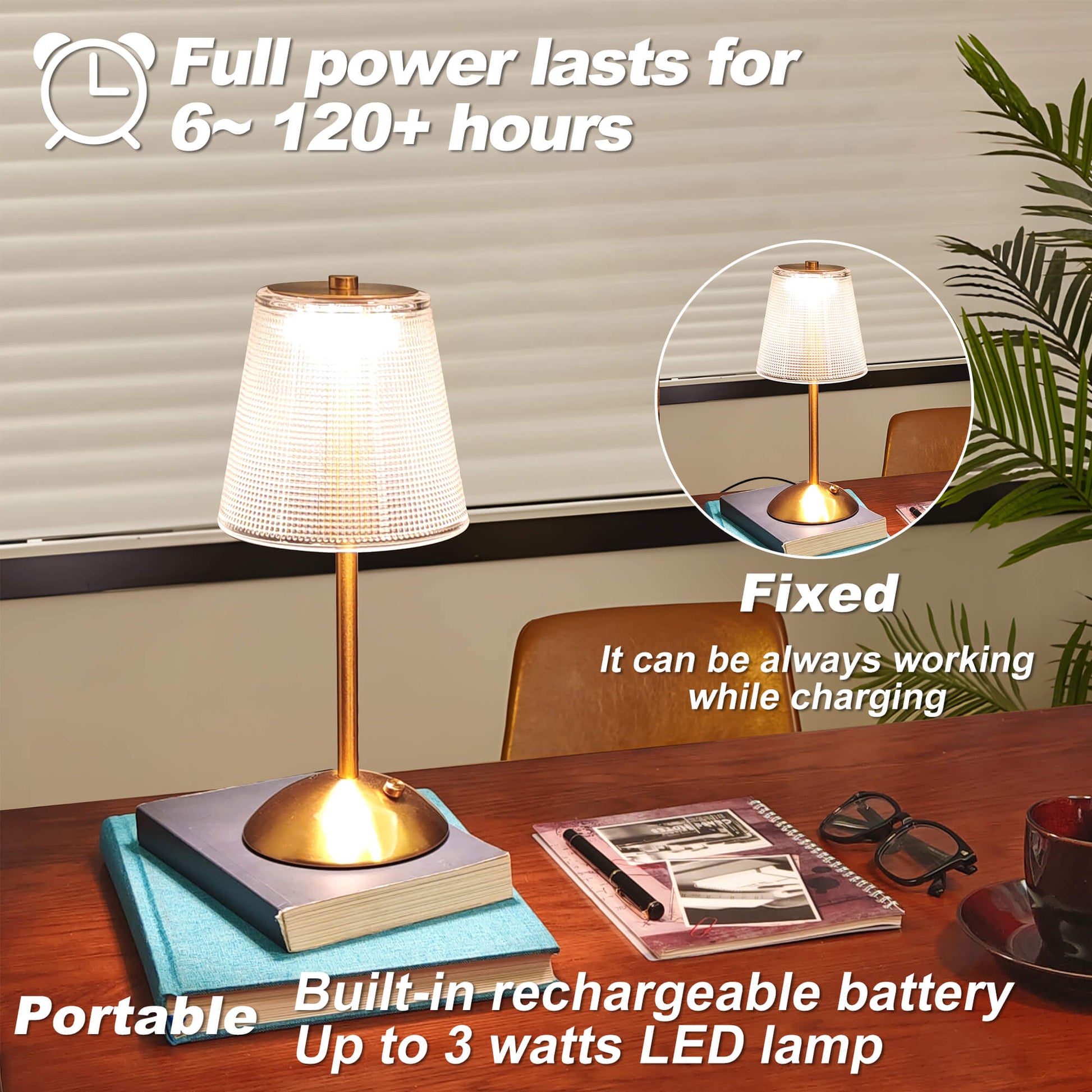 Cordless Rechargeable Lamp, Cube-Gold-Amingulry, Gorgeous design for different scenes such as indoor, outdoor, cafe and party..