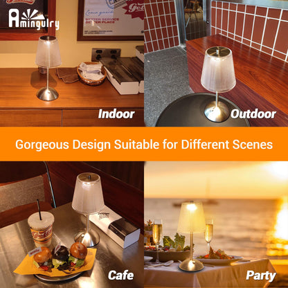 Cordless Rechargeable Lamp, Cube-Nickel-Amingulry, gorgeous design for different scenes such as indoor, outdoor, cafe and party.